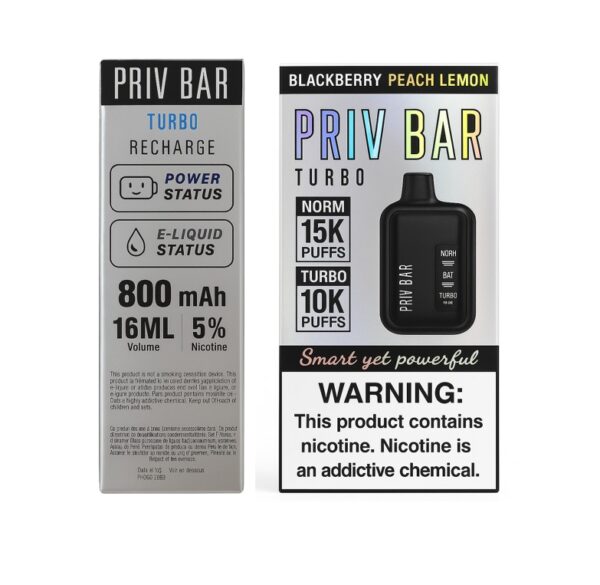Vaper Priv Bar Turbo – Blackberry Peach Lemon - 15.000 Puff