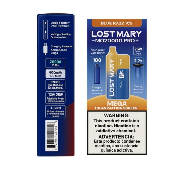 Vaper Lost Mary Pro – Blue Razz Ice - 20.000 Puff